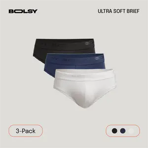 BOLSY 3 PCS Ultra Soft Modal Brief Pria | Celana Dalam Segitiga Premium | Underwear Men Bahan Tencel | Seamless Anti Bacterial | Lembut Seperti Kulit