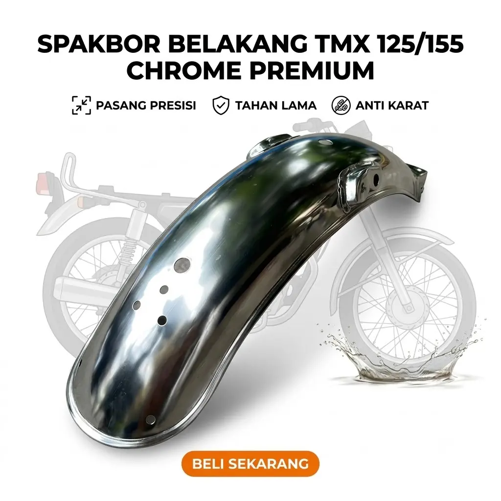 Slebor Belakang TMX 125 155 Hemat Presisi Tinggi Pasang Gampang PNP Chrome Kilat Suku Cadang Aksesoris Motor Kualitas Bagus Murah