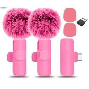 2個または1個 カラフルな新しいワイヤレスラベリーマイク ポータブル音声ビデオ録音用ミニマイク iPhone Android PCカメラ ライブストリーミングゲーム モバイルフォン用