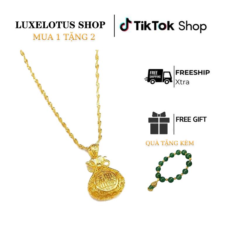  【LuxeLotus store  Vòng Cổ Túi Vàng Cát Thời Trang Sang Trọng Phong Cách Nữ Mặt Dây Chuyền Ví Rỗng Bán Chạy Năm 2024 