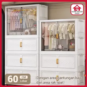 Home Decor - Lemari Pakaian Lipat 60cm Multifungsi Kapasitas Super Besar Storage Tutup Magnetik