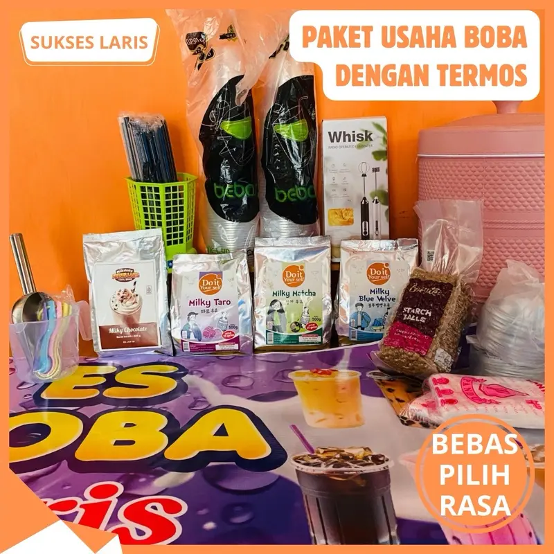 PAKET USAHA MINUMAN BOBA KEKINIAN DENGAN TERMOS | PAKET USAHA BOBA | PAKET USAHA MINUMAN SUSU BLEND BOBA | PAKET JUALAN BOBA | PAKET USAHA MINUMAN KEKINIAN | FRANCHISE MINUMAN BOBA 0