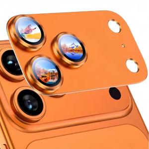iPhone 17 Pro Max/17 Pro/17 Air用アルミ合金メタルレンズガラスフィルム、フルカバーカメラ保護、傷防止強化ガラススクリーンプロテクター