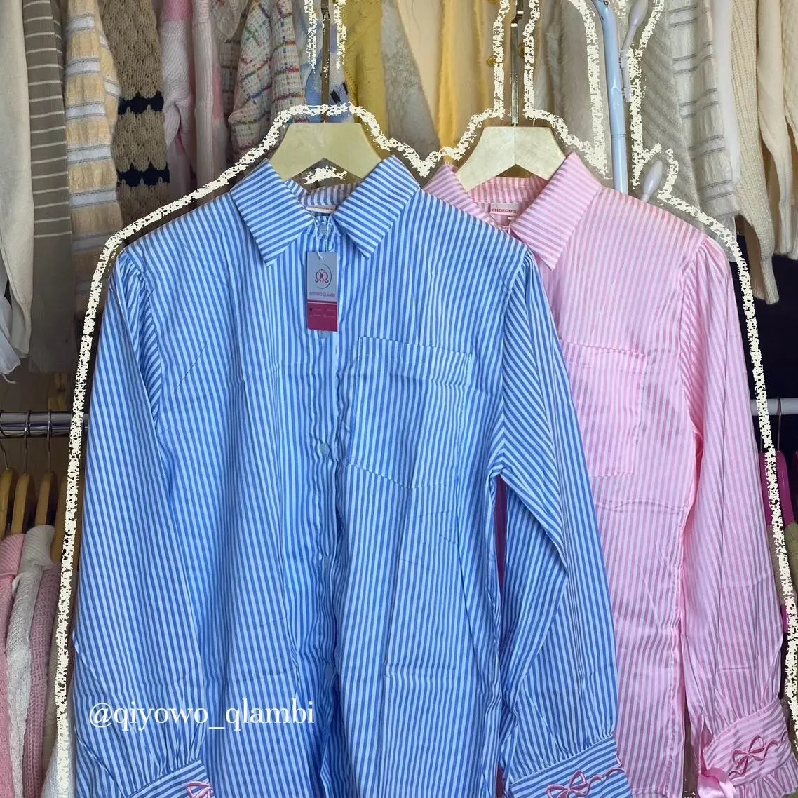 Blus KEYSA dengan Motif Garis untuk Wanita - Baju