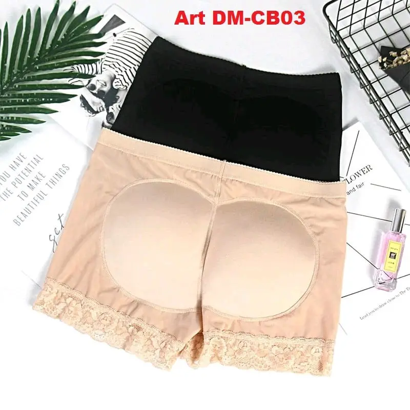 Celana Busa Pantat Boxer Model Short Pants Ukuran S - 3XL Dapat Dilepas: Warna Hitam & Coklat Muda/Cream DM-CB03 Motif Polos Import Premium Nyaman Spandex Wanita