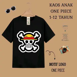 KAOS T-SHIRT ANAK ANIME ONE PIECE SABLON KATUN COMBED 30s USIA 1-12 TAHUN Fashion