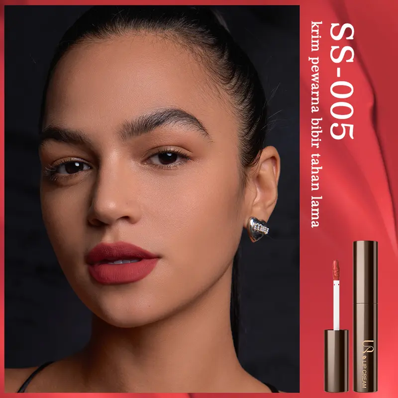 URRACX Lip Cream Long Lasting Waterproof Matte Transferproof Bibir Kering Merah Kosmetik 2