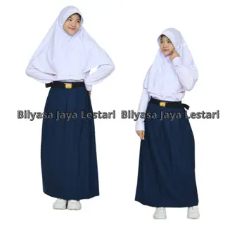 Seragam Sekolah Baju Putih SMP MTS  Rok Rempel Celana Panjang Biru Bahan Dril Nagatex Pinggang Karet Setelan By Bilyasa jaya lestari Fashion 5-6 Tahun Multicoloured 6