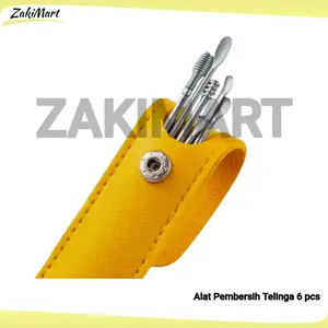 Alat Pembersih Telinga 6 in 1 Dengan Tempat Penyimpanan Pouch Dompet Mini Slim Gantungan Kunci Korek Telinga Set