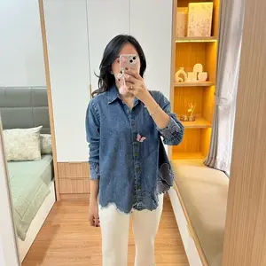 NAIRA Kemeja Denim Bordir LD 112 & 116 - Atasan Wanita - Blouse Jeans
