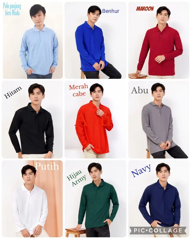 Kaos Kerah Polos Lengan Panjang Warna Biru Dongker / NAVY - Kaos Kerah Panjang Dewasa UNISEX 4