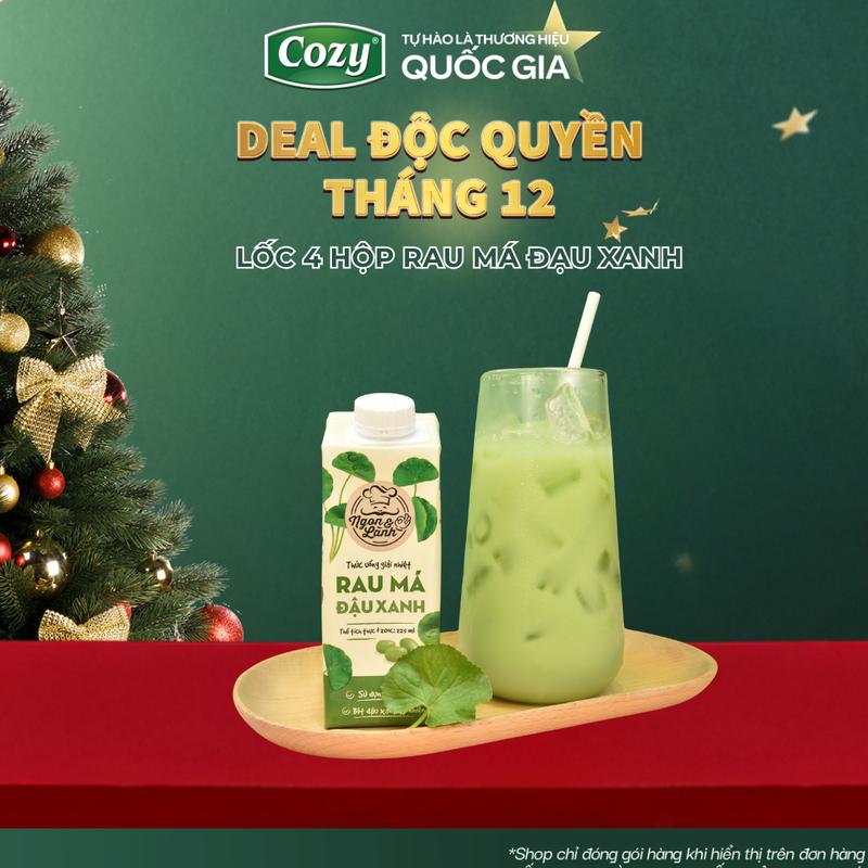 LỐC 4 HỘP Rau Má Đậu Xanh Ngon&Lành 225ml - Hương Vị Tươi Mát - Chè Nước Trà Tea