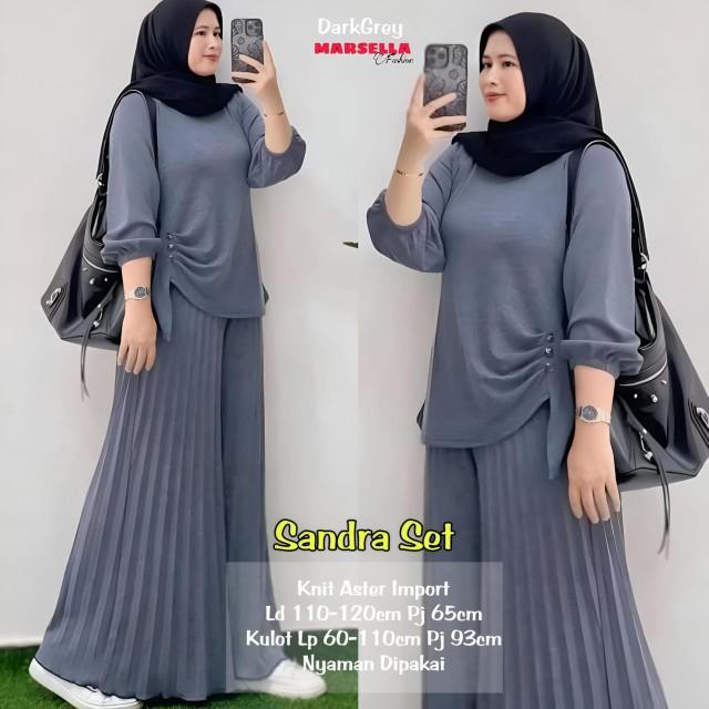Product Introduction of Pakaian setelan wanita bahan knit aster import LD 110-120 cm lengan panjang celana kulot plisket nyaman dipakai bestseller Sandra set Adra set by Vensy marsella 22