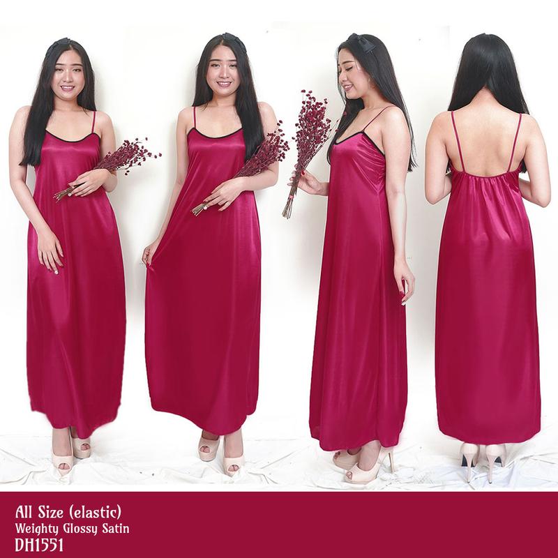 FOLVA dress panjang tanktop baju tidur satin all size 2