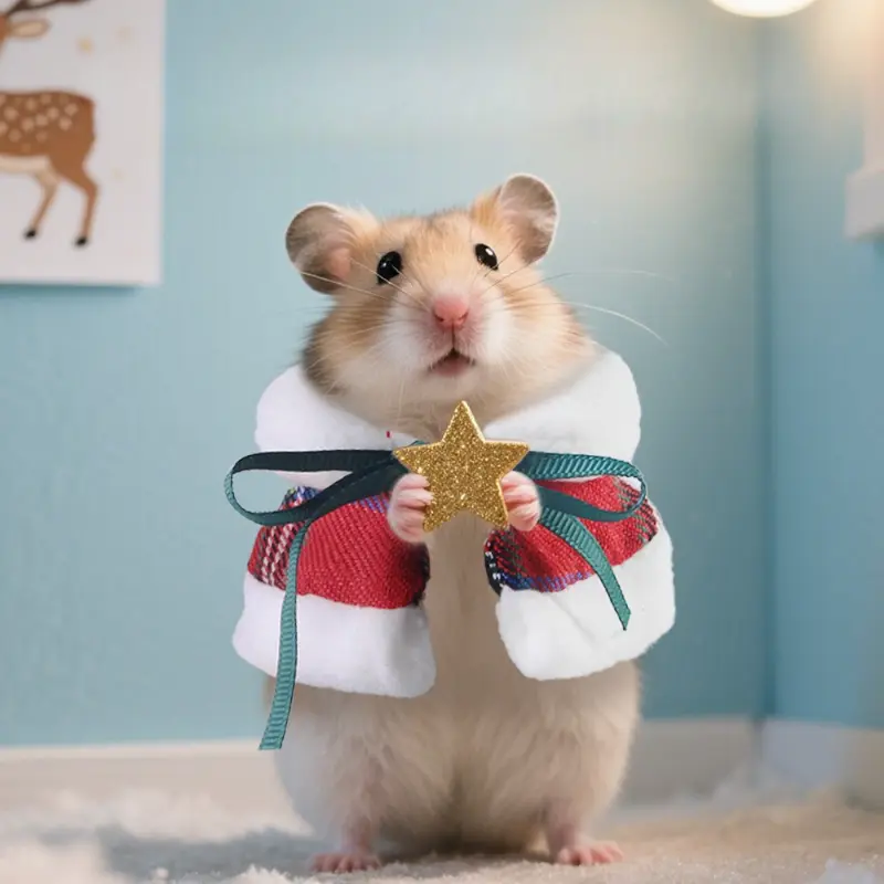 Adorable Warm Hamster Cloak Festive Windproof Parrot Christmas Cape Adjustable Comfortable Parrot Outerwear Pet Party
