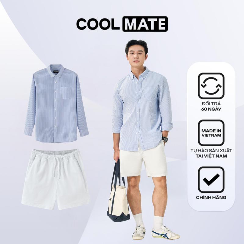 Set đồ dạo phố, đi biển Áo sơ mi nam Casual kẻ sọc và Quần Chino nam 7inch - Coolmate