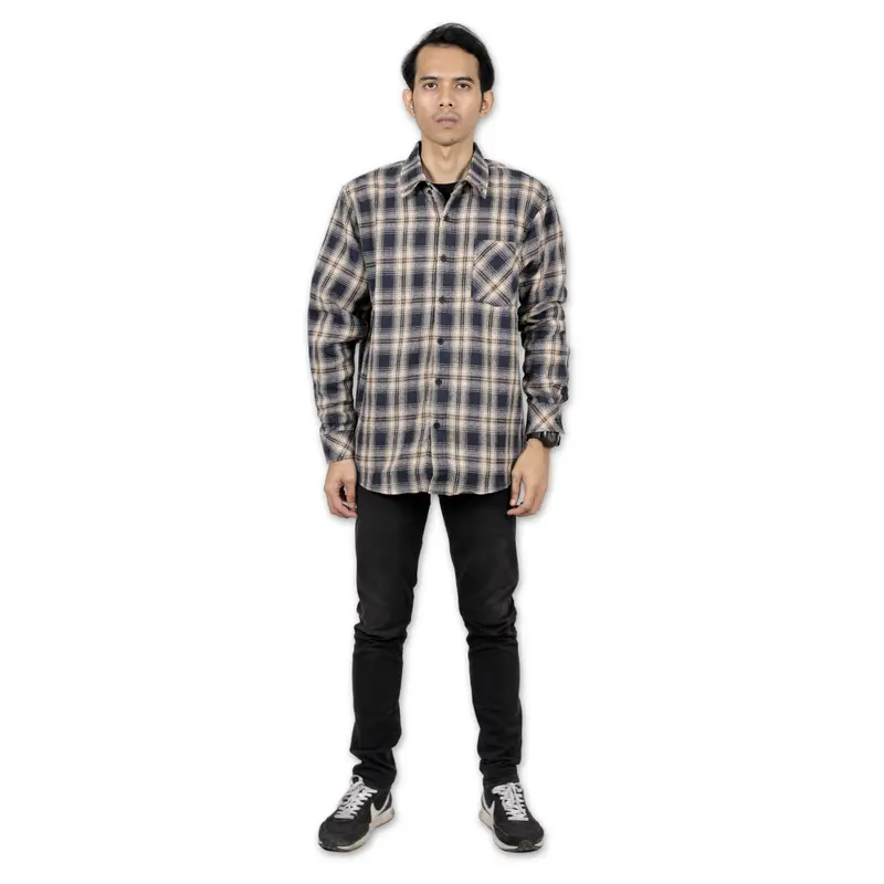 Arutala Adventure - Navywood Longsleeve Flannel Kemeja Lengan Panjang Outer Pria Nyaman Casual 5