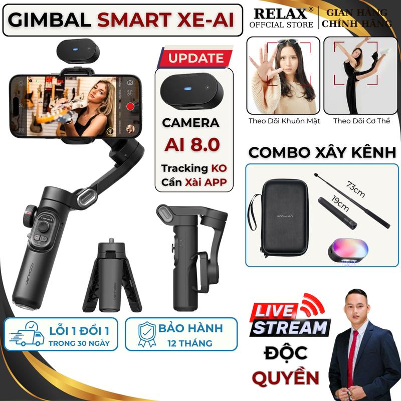 [ĐỘC QUYỀN] Gimbal Smart XE Phiên Bản Camera AI 8.0 Không Cần Dùng APP Năm 2026, Tay Cầm Chống Rung Dành Cho Điện Thoại, Theo Dõi Chuyển Động Không Cần Dùng APP, Pin Trâu, Chống Rung 3 Trục, Nhỏ Gọn Bỏ Túi, Dễ Dàng Mang Theo, Quay Video Mọi Lúc Mọi Nơi