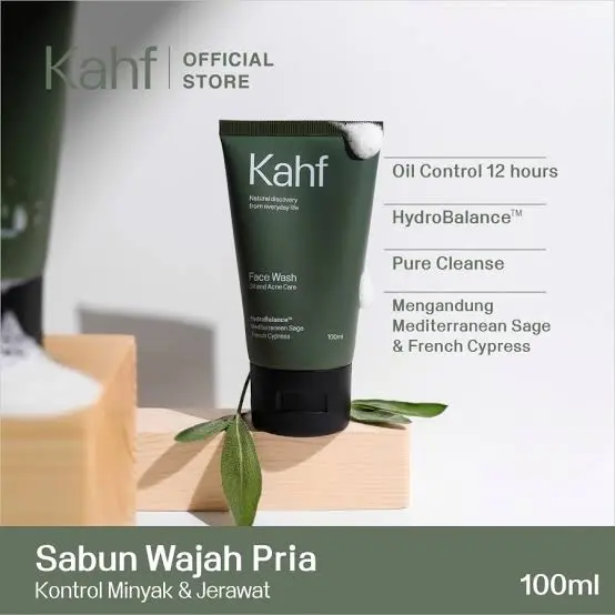 Kahf Hijau - Sabun Pembersih Wajah Pria Untuk Jerawat - Kahf Oil and Acne Care Face Wash 100 ml
