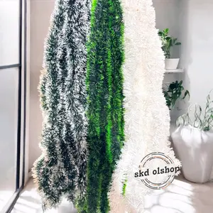 slinger hijau salju tebal 7 cm panjang 2 meter slinger Tinsel rumbai dekorasi