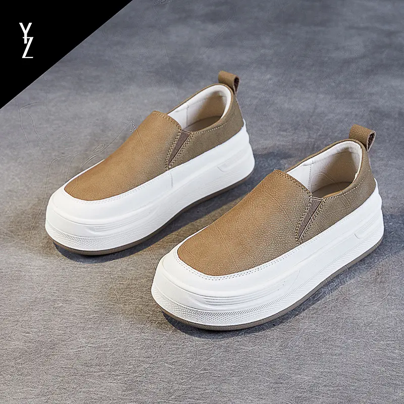 Spring new leather soft sole loafers women's fashion casual slip-on women's shoes lazy shoes Footwear Girl Slipon Tactical Bedroom Parent Active Weight