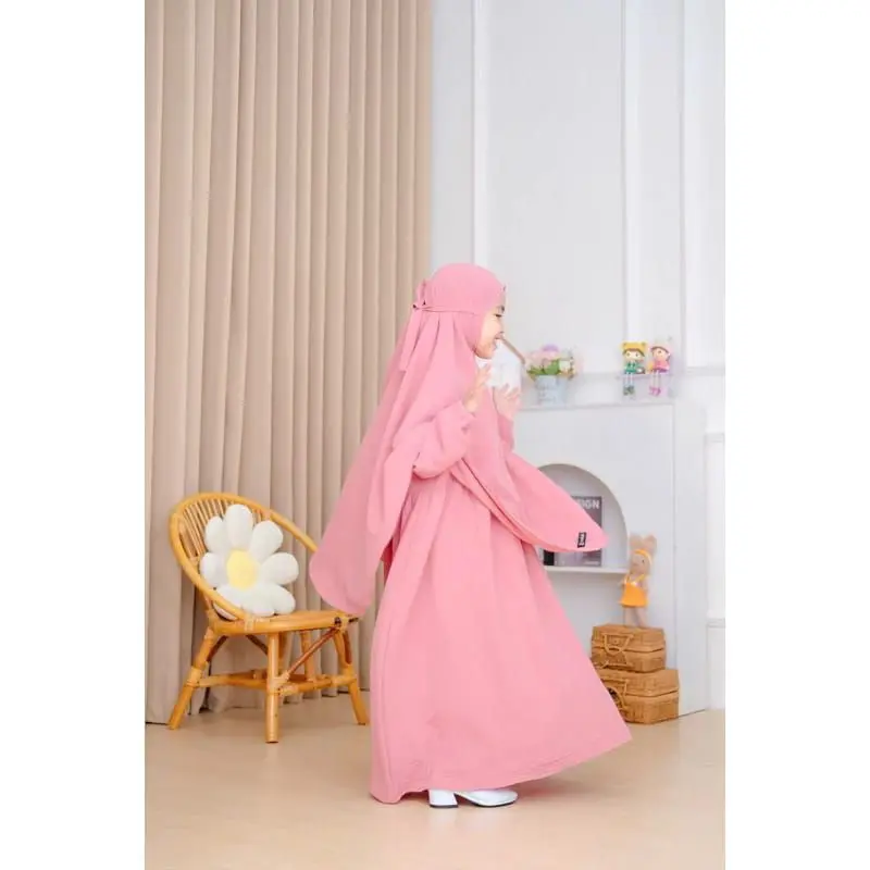 BAJU GAMIS SYAR'I ANAK PEREMPUAN ALUNA FASHION KIDS TERMURAH TERLARIS FREE HIJAB 7