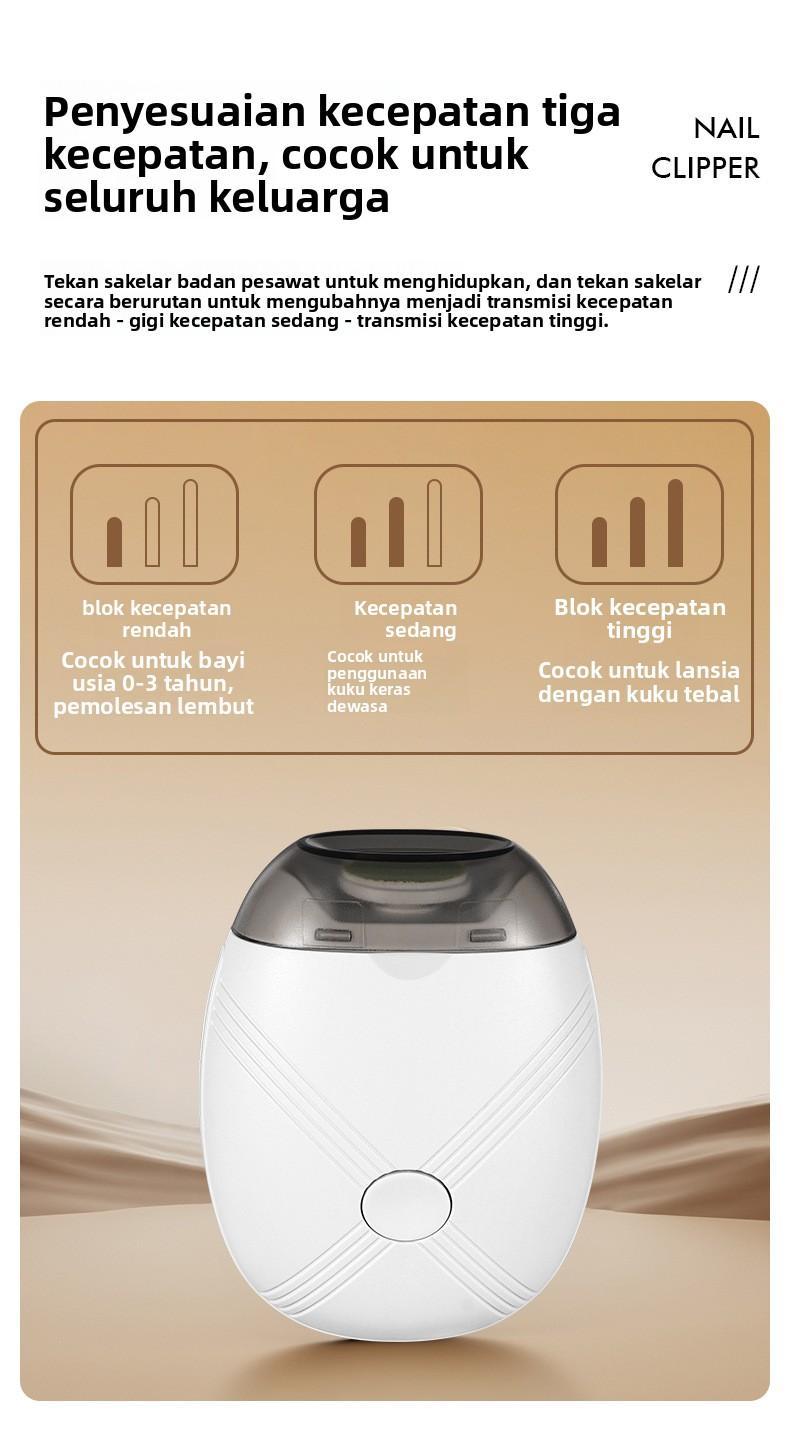【Kecil Portabel】Alat Potong Kuku Elektrik - Wajib Punya Perjalanan Dinas & Wisata, Ukuran Saku, Dilengkapi Lampu, Isi Ulang Daya, 3 Level Kecepatan, Universal Dewasa/Anak/Lansia, Aman & Praktis