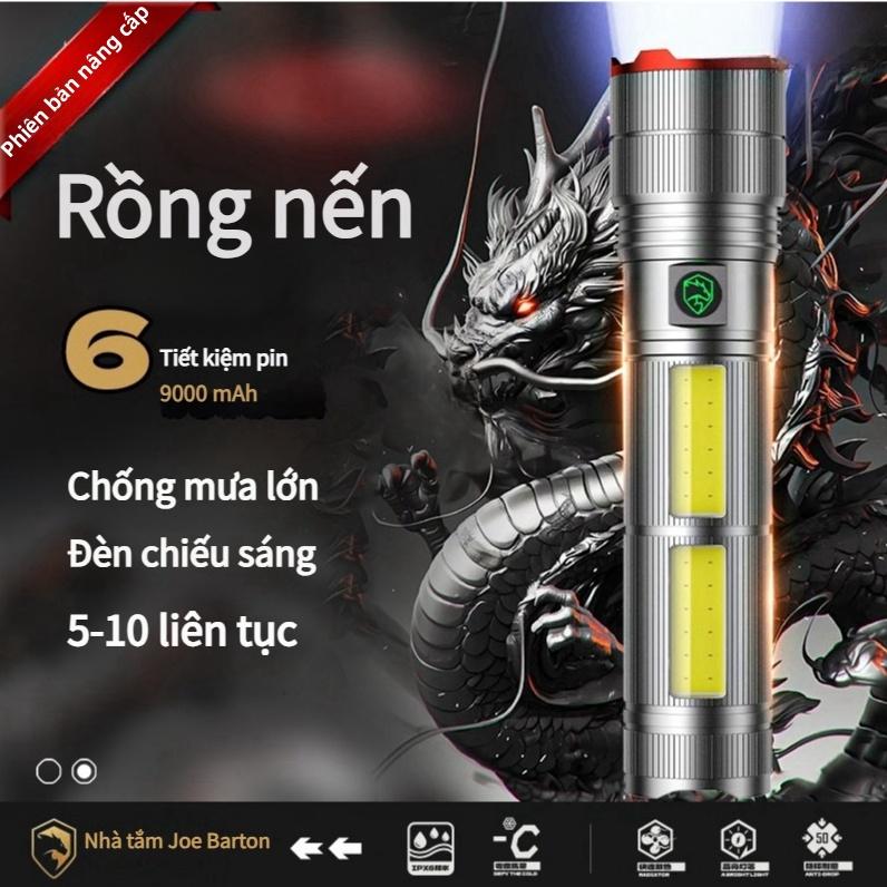  Đèn Pin Siêu Sáng Dung lượng pin 9000mAh -Đèn pin LED - chống nước - đèn zoom xa zoom gần -3 mức độ sáng dung lượng chuẩn xài lâu có thể sạc điện thoại ngoài trời 