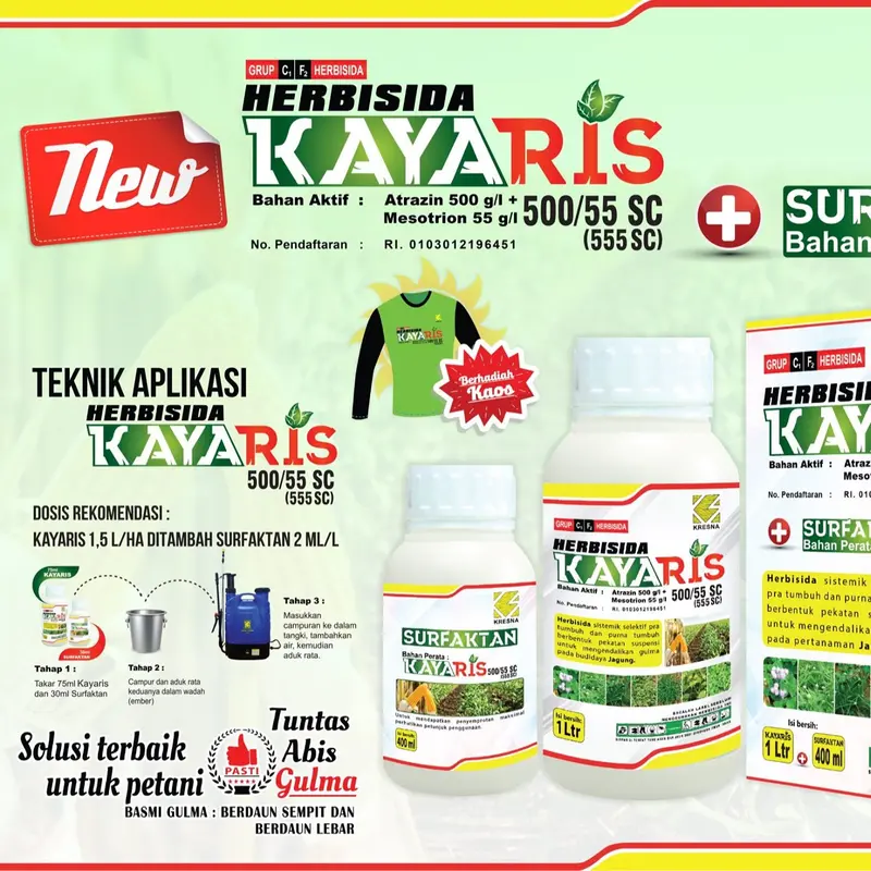 Herbisida Selektif Kayaris 250ml obat rumput tanaman  jagung bonus kaos