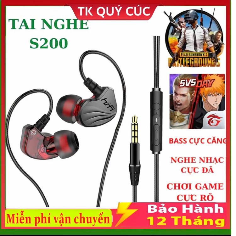 Tai Nghe Nhét Tai HiFi S2000 Super Bass Chống Ồn Cực Tốt, Âm Thanh Khủng, Chơi Game Ngon