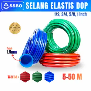 Selang Air Elastis Premium 5-50 Meter 1/2, 5/8, 3/4, 1 Inch - Sangat Ringan, Praktis, Fleksibel, dan Anti Kusut - Biru Hijau Merah - PVC