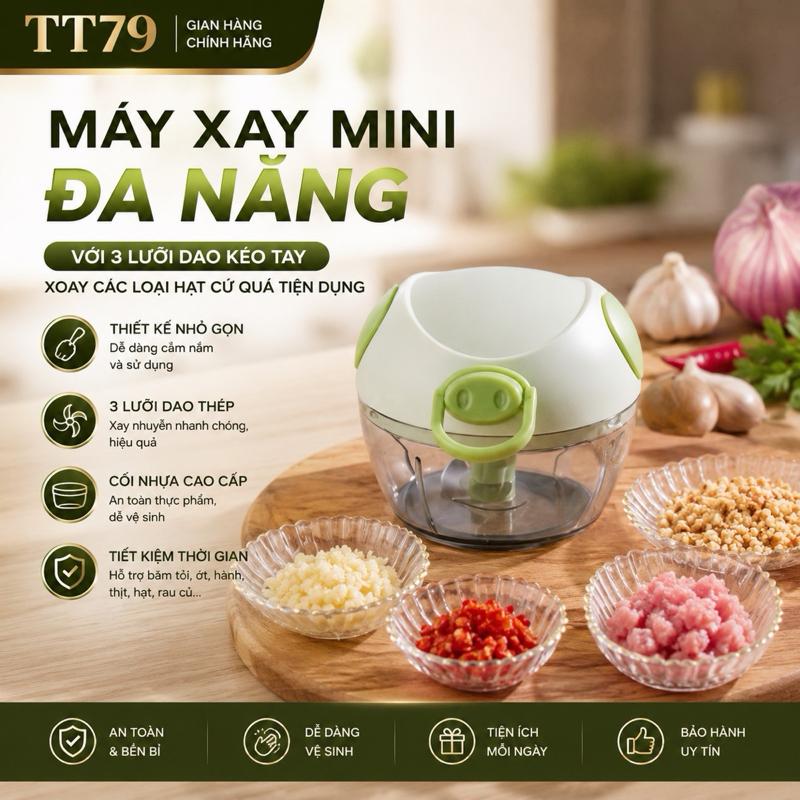 Máy Xay Mini Đa Năng Tạo Hình Đầu Lợn Với 3 Lưỡi Dao Kéo Tay Xay Các Loại Hạt…