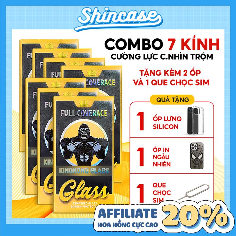 [COMBO 7 KÍNH TẶNG 2 ỐP + 1 QUE CHỌC SIM ] KÍNH CƯỜNG LỰC CHỐNG NHÌN TRỘM KINGKONG GLASS FULL MÀN CÓ SẴN KHUNG VIỀN CHO IPHONE TỪ IPHONE iP 6/6s/7/8/Plus/X/XS/XR/11/12/13/14/15/16/17/Pro/Max/Mini TẶNG ỐP NGẪU NHIÊN 19K