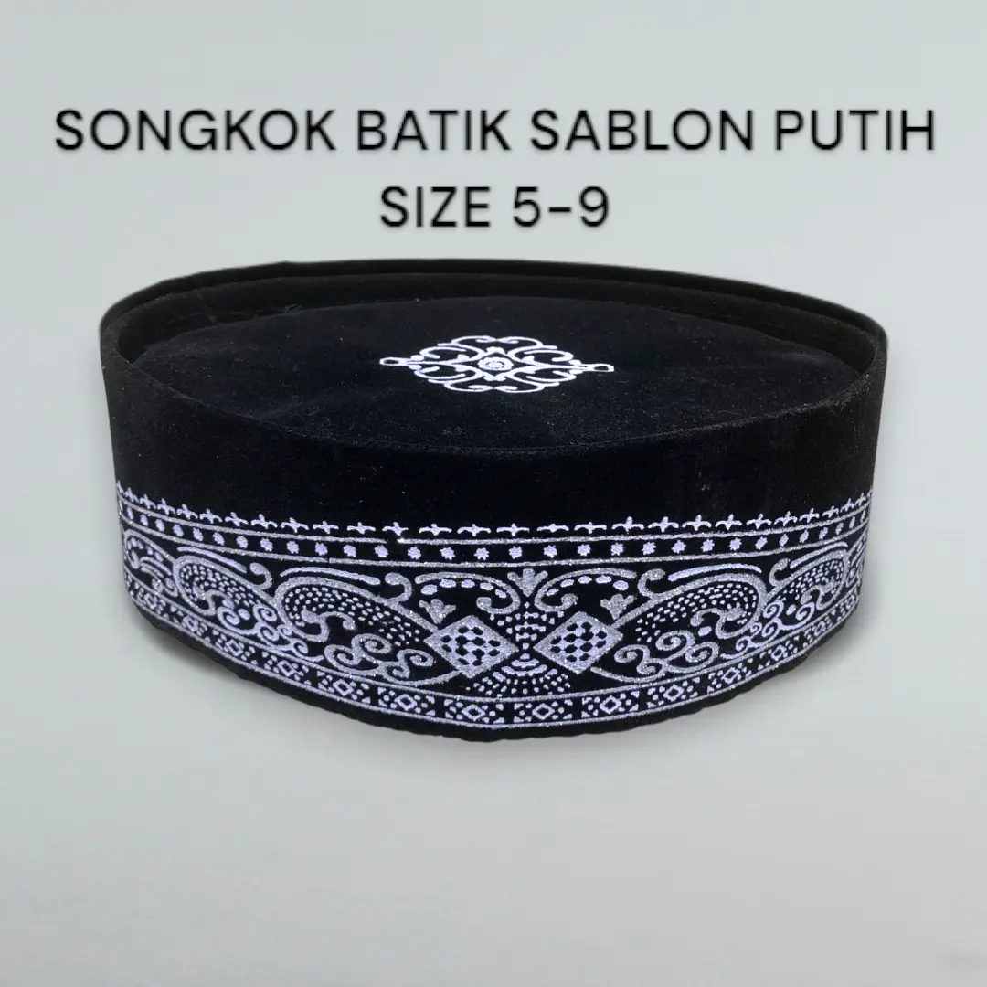 Kopyah Kopiah Peci Songkok Batik Sablon Putih Muslim Nyaman