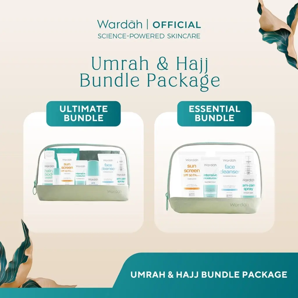 Pusat - WARDAH Umrah & Hajj Package - Paket Haji dan Umroh - Hair and Body Wash, Face Cleanser, Sunscreen SPF 50