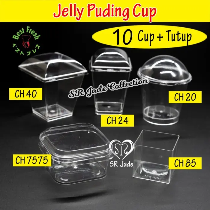 E㊛91 Jelly Cup + Tutup / Gelas Cup Puding Ch 7575 Ch 40 Ch 24 Kotak Bulat I♫3Y