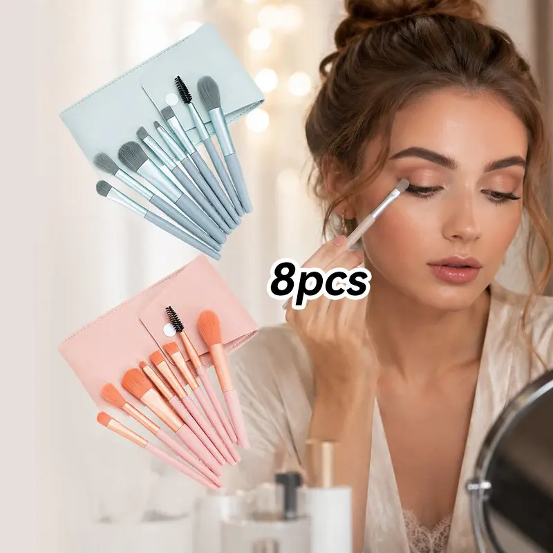 8pcs Brush Makeup Set Lengkap | Brush Foundation Blush On Eyeshadow | Kuas Bedak Padat dan Tabur