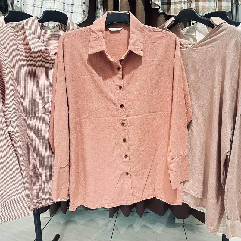 Baju Atasan wanita atau kemeja bahan katun Casual Linen Oversize Panjang 3