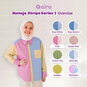 Qaira Kemeja Anak Perempuan Oversize Blouse Motif Striped Salur