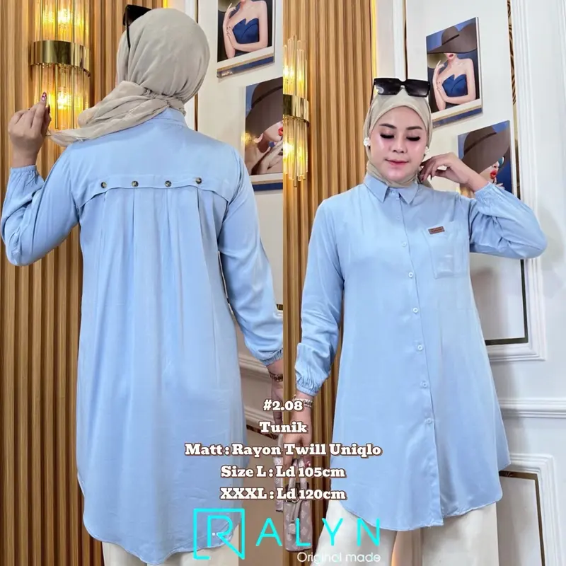 RALYN - TUNIK RAYON TWILL ATASAN POLOS STANDART DAN JUMBO LD 120 #2.08 Formal Kain raya 0