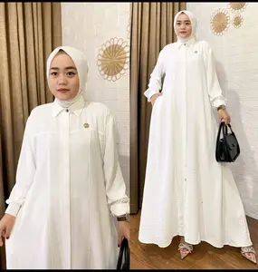 Chandra - Dress Polos Kancing Depan Crinkle Airflow Premium Flowy Gamis Dewasa Remaja Muslimah Tali Pinggang Simple Kondangan Mewah Lebaran