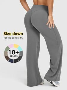 Pantalones deportivos de color sólido para mujer, pantalones ajustados casuales, leggings acampanados cómodos, cintura elástica, para todas las estaciones