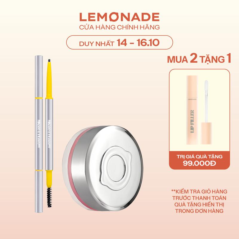 Combo 01 Má hồng căng bóng dạng phấn nước thuần chay Mirror Mirror Blush Cushion 8g và 01 Chì kẻ mày siêu mảnh lâu trôi Lemonade Micro Eyebrow 0,1g