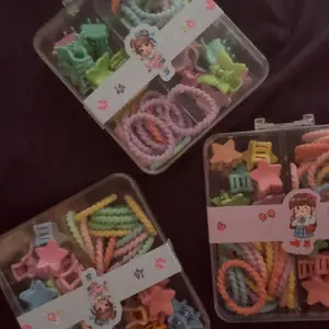 TR- Set Ikat Rambut 52pcs Dan Jepit Rambut Anak isi 52pcs Jepitan Poni Rambut Baby Hair Clips Hair Ties Set Perempuan Fashion