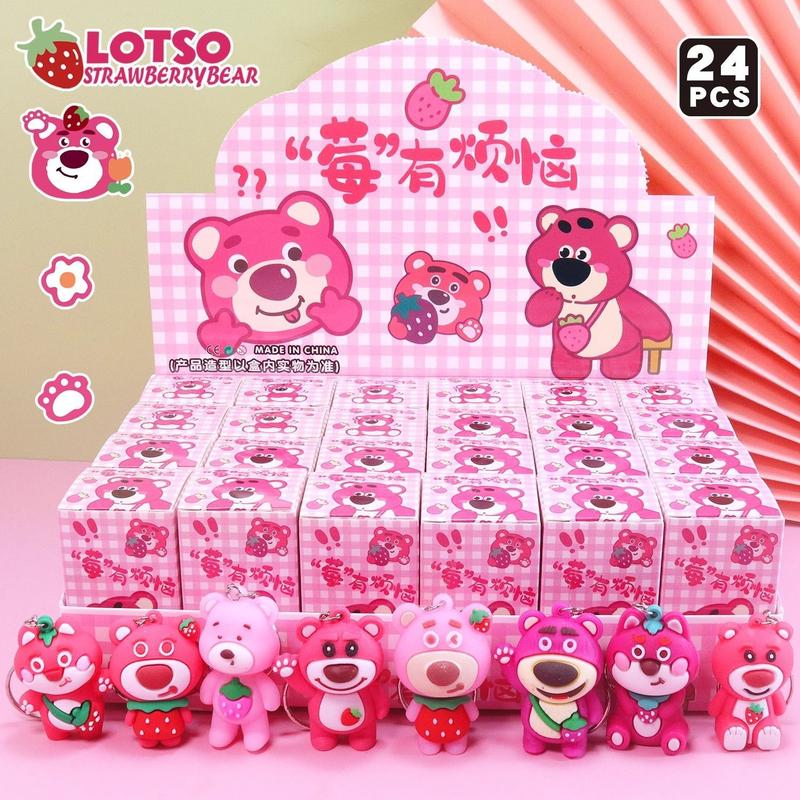 Blind Box Gantungan Kunci LOTSO, Gantungan Kunci Kotak Buta Toy Story Lucu Beruang Pink Free Box 1