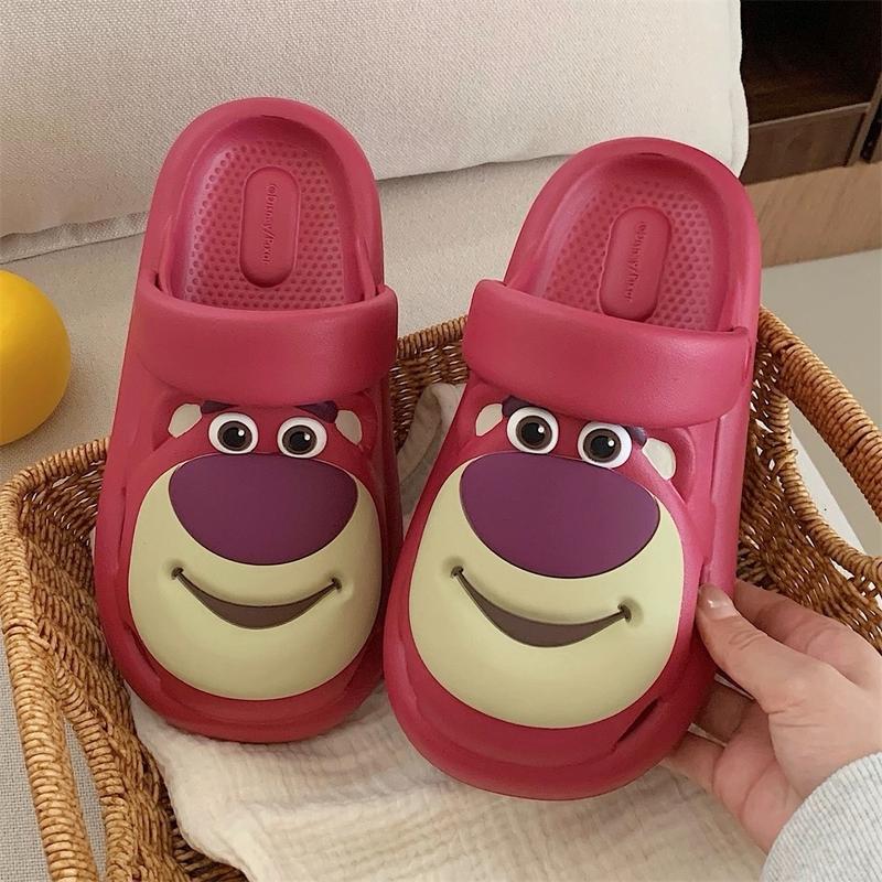 Sandal Lotso Beruang Stroberi Sandal Kartun Lucu Shoes Sendal Wanita Karet Cewek Cowok 7