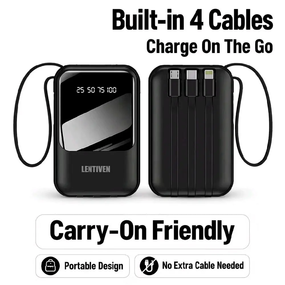Powerbank 20000 mAh Mini Size dengan 4 USB  LED Senter Display Ringan untuk Penggunaan Sehari-hari