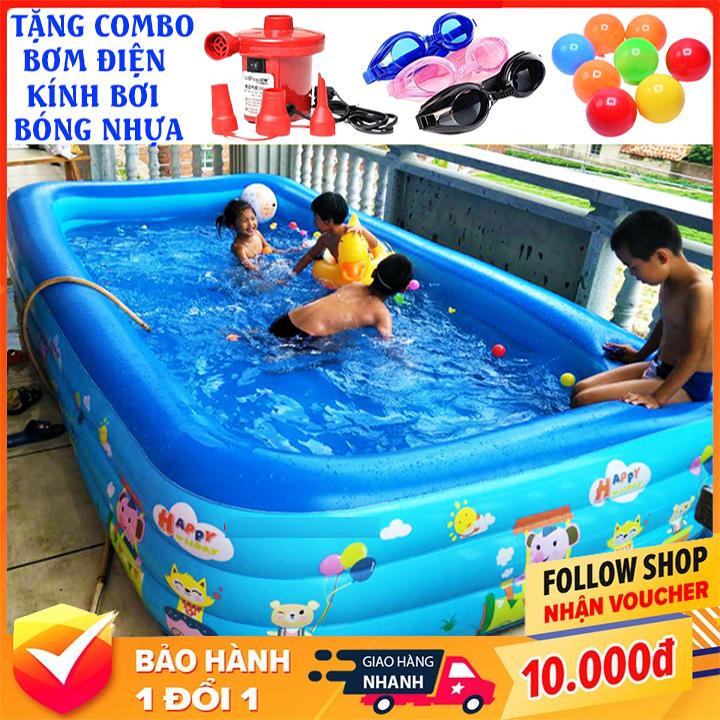 Bể bơi phao cho bé 3 tầng loại 3m Hồ bơi cho bé và người lớn đáy chống trượt an toàn cho bé