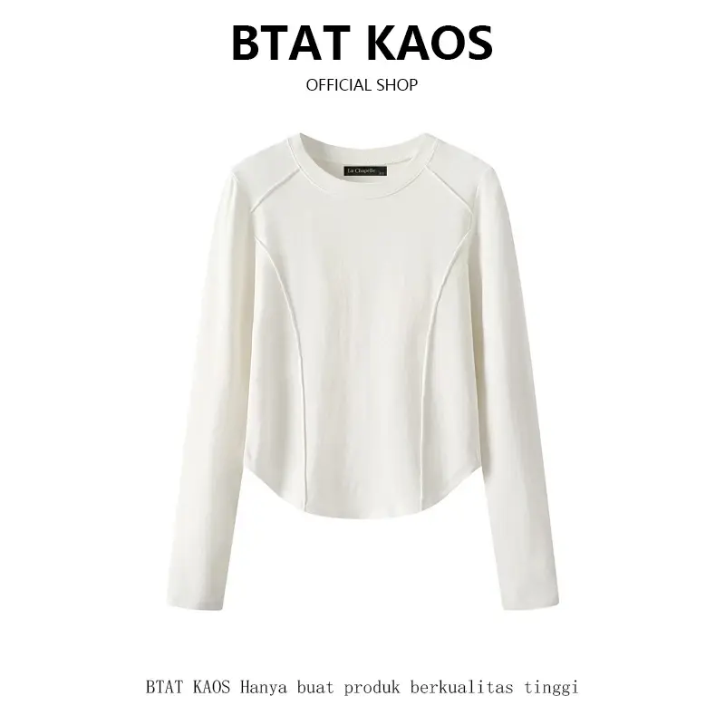 Kaos Basic Wanita Lengan Panjang / Kaos Ootd Putih Polos Wanita Kekinian 2024 1