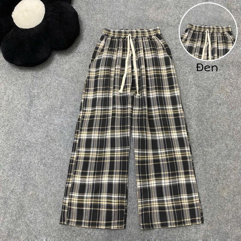  COMBO 2 quần  dáng suông 9 tất  vải thô mềm  caro nỉ  dáng  suông đơn giãn dễ mặc q546 q538 quần kẻ caro 